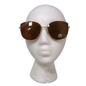 Featherlight Sunglasses Cat Eye Aviator Gold Frame Brown Lens UV Protect…